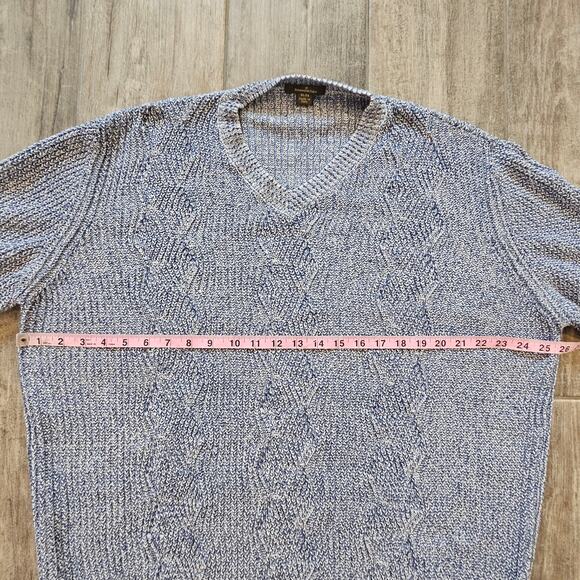 Ermenegildo Zegna Sweater Men’s XL Cable-Knit Cotton V-Neck Slub Maritimecore - Picture 3 of 9